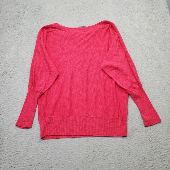 Athleta Pullover Sweater Women's Medium Pink Boat Neck Ribbed Cuffs Long Sleeves - Picture 2 of 6